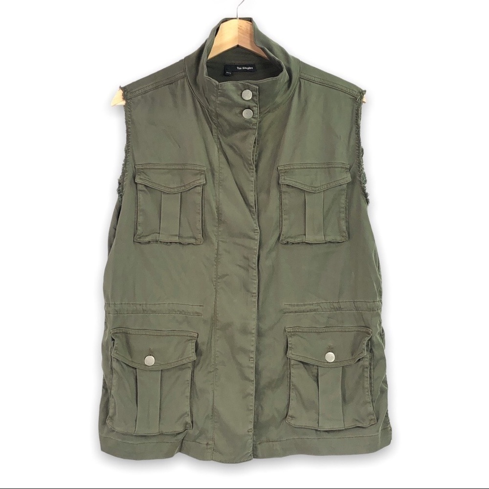 The Kooples - Olive Drab Green Stretch Tencel Field Vest - XXS